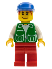 LEGO Jacket Green with 2 Large Pockets - Red Legs, Blue Cap minifigure