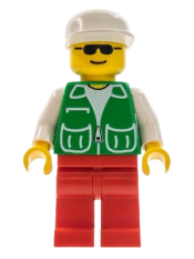 LEGO Jacket Green with 2 Large Pockets - Red Legs, White Cap minifigure