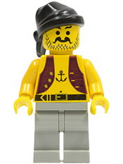 LEGO Pirate Anchor Shirt, Light Gray Legs, Black Bandana minifigure