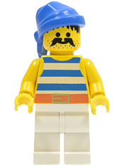 LEGO Pirate Blue / White Stripes Shirt, White Legs, Blue Bandana minifigure