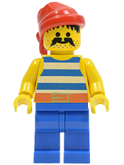 LEGO Pirate Blue / White Stripes Shirt, Blue Legs, Red Bandana minifigure