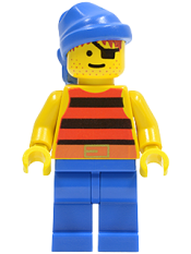 LEGO Pirate Red / Black Stripes Shirt, Blue Legs, Blue Bandana minifigure