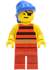 LEGO Pirate Red / Black Stripes Shirt, Red Legs, Blue Bandana minifigure