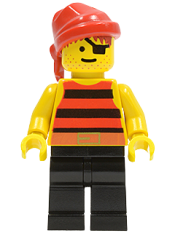 LEGO Pirate Red / Black Stripes Shirt, Black Legs, Red Bandana minifigure