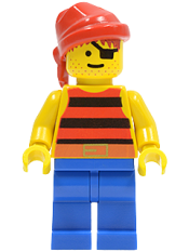 LEGO Pirate Red / Black Stripes Shirt, Blue Legs, Red Bandana minifigure