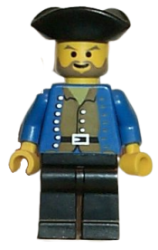 LEGO Pirate Brown Shirt, Black Legs, Black Pirate Triangle Hat minifigure