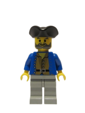 LEGO Pirate Brown Shirt, Light Gray Legs, Black Pirate Triangle Hat minifigure