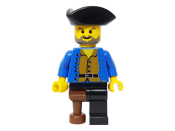 LEGO Pirate Brown Shirt, Black Leg with Peg Leg, Black Pirate Triangle Hat minifigure