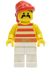 LEGO Pirate Red / White Stripes Shirt, White Legs, Red Bandana minifigure