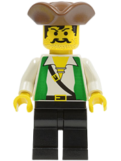 LEGO Pirate Green Vest, Black Legs, Brown Pirate Triangle Hat minifigure