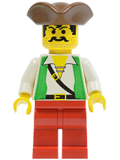 LEGO Pirate Green Vest, Red Legs, Brown Pirate Triangle Hat minifigure
