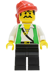 LEGO Pirate Green Vest, Black Legs, Red Bandana minifigure