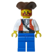 LEGO Pirate Brown Vest Ascot, Blue Legs, Brown Pirate Triangle Hat minifigure
