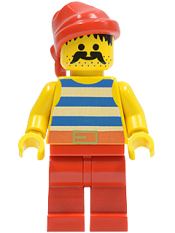 LEGO Pirate Blue / White Stripes Shirt, Red Legs, Red Bandana minifigure