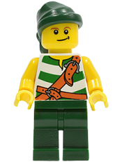 LEGO Pirate Green / White Stripes, Dark Green Legs, Dark Green Bandana minifigure