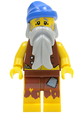 LEGO Pirate Vest and Anchor Tattoo, Gray Beard, Blue Bandana (Castaway) minifigure