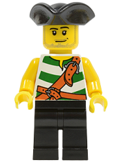 LEGO Pirate Green / White Stripes, Black Legs, Tricorne Hat minifigure