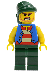 LEGO Pirate Blue Vest, Dark Green Legs, Dark Green Bandana, Bared Teeth (Tic Tac Toe) minifigure