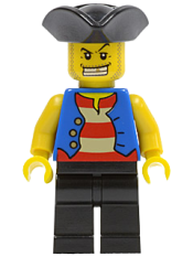 LEGO Pirate Blue Vest, Black Legs, Tricorne Hat minifigure