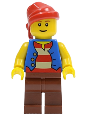 LEGO Pirate Blue Vest, Reddish Brown Legs, Red Bandana, Reddish Brown Eyebrows minifigure