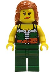 LEGO Pirate Female, Dark Green Legs, Scar over Left Eye minifigure