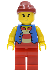 LEGO Pirate Blue Vest, Red Legs, Dark Red Bandana, Scowl minifigure