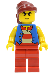 LEGO Pirate Blue Vest, Red Legs, Dark Red Bandana, Bushy Eyebrows minifigure