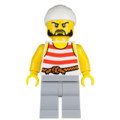 LEGO Pirate 2 - Red and White Stripes, Light Bluish Gray Legs, Beard minifigure