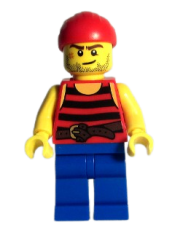LEGO Pirate 3 - Black and Red Stripes, Blue Legs, Scar minifigure