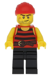 LEGO Pirate 6 - Black and Red Stripes, Black Legs, Scar minifigure