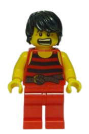 LEGO Pirate 7 - Black and Red Stripes, Red Legs, Scared, Brown Crow's Feet minifigure