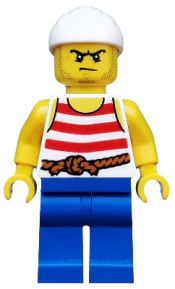 LEGO Pirate 9 - Red and White Stripes, Blue Legs, Scowl minifigure