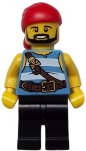 LEGO Pirate Medium Blue and White Stripes, Black Legs minifigure