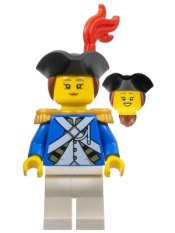 LEGO Imperial Soldier IV - Officer, Female, Black Tricorne, Reddish Brown Hair, Red Plume, Pearl Gold Epaulettes minifigure