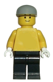 LEGO Plain Yellow Torso with Yellow Arms, Black Legs, Light Gray Cap minifigure
