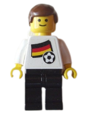 LEGO Soccer Player - German Player 4, German Flag Torso Sticker on Front, Black Number Sticker on Back (specify number in listing) minifigure