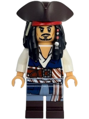 LEGO Captain Jack Sparrow - White Shirt, Dark Blue Plain Vest, Dark Brown Boots, Tricorne set