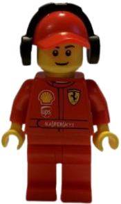 LEGO F1 Ferrari Marshall with Torso Stickers with Shell, UPS, Ferrari, Santander and Kaspersky Logos Pattern minifigure