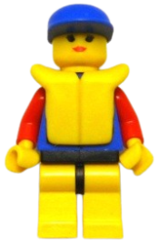 LEGO Coast Guard City Center - Red Collar & Arms, Yellow Legs with Black Hips, Blue Cap, Life Jacket minifigure