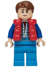 LEGO Marty McFly - Red Puffer Vest over Sand Blue Jacket, Blue Arms set