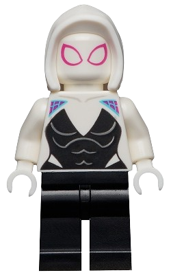 LEGO Ghost-Spider / Spider-Gwen (Gwen Stacy) - Black Legs, White Basic Smooth Hood, White Hands set