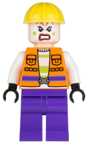 LEGO Joker's Goon - Construction Outfit, Orange Jacket, Yellow Helmet, Purple Legs minifigure
