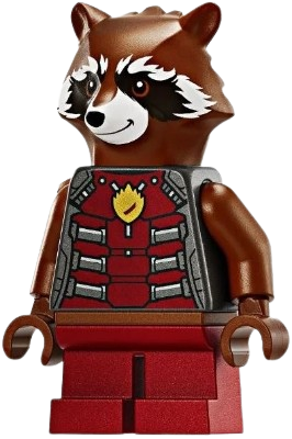 LEGO Rocket Raccoon - Dark Red and Pearl Dark Gray Outfit, Reddish Brown Head minifigure