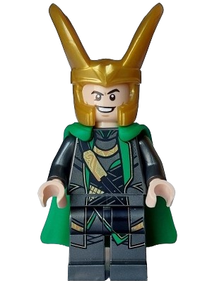 LEGO Loki - Pearl Dark Gray Suit, Flexible Rubber Cape minifigure