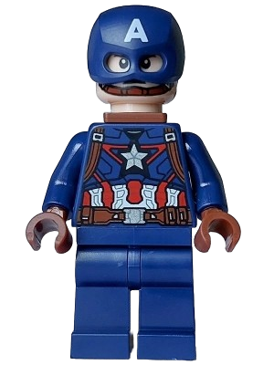 LEGO Captain America - Dark Blue Suit, Reddish Brown Hands, Helmet, Reddish Brown Neck Bracket minifigure