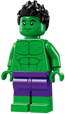 LEGO Hulk - Minifigure, Dark Purple Pants, Spiked Hair, Lopsided Grin / Angry minifigure