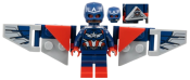 LEGO Captain America (Sam Wilson) - Dark Blue Suit, Red Boots, Backpack and Wings with Stickers set
