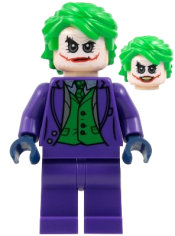 LEGO The Joker - Dark Purple Suit, Green Vest, Bright Green Hair set