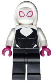 LEGO Ghost-Spider / Spider-Gwen (Gwen Stacy) - Black Legs, White Basic Smooth Hood, Magenta Hands set