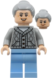 LEGO Aunt May - Light Bluish Gray Cardigan Sweater, Bright Light Blue Legs set